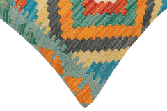 handmade Traditional Pillow Rust Blue Hand-Woven SQUARE 100% WOOL Hand woven turkish pillow2' x 2'