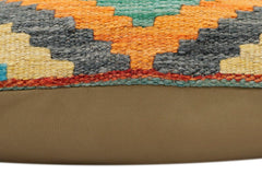 handmade Traditional Pillow Rust Blue Hand-Woven SQUARE 100% WOOL Hand woven turkish pillow2' x 2'