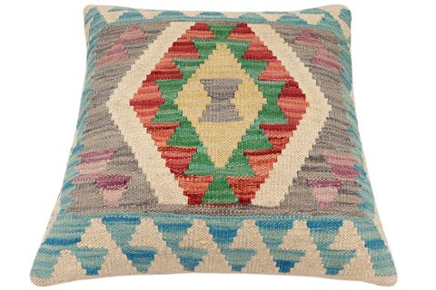 handmade Traditional Pillow Blue Red Hand-Woven SQUARE 100% WOOL Hand woven turkish pillow2 x 2