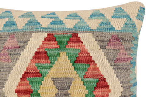handmade Traditional Pillow Blue Red Hand-Woven SQUARE 100% WOOL Hand woven turkish pillow2 x 2