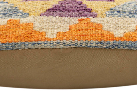handmade Traditional Pillow Rust Blue Hand-Woven SQUARE 100% WOOL  Hand woven turkish pillow  2 x 2