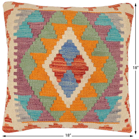 handmade Traditional Pillow Rust Blue Hand-Woven SQUARE 100% WOOL Hand woven turkish pillow2 x 2