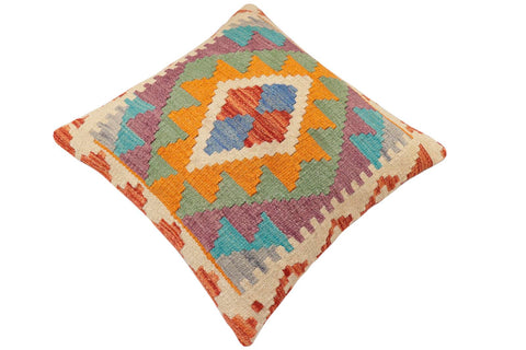 handmade Traditional Pillow Rust Blue Hand-Woven SQUARE 100% WOOL Hand woven turkish pillow2 x 2