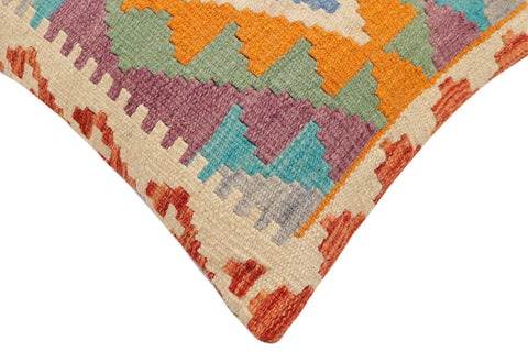 handmade Traditional Pillow Rust Blue Hand-Woven SQUARE 100% WOOL Hand woven turkish pillow2 x 2