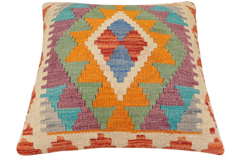 handmade Traditional Pillow Rust Blue Hand-Woven SQUARE 100% WOOL Hand woven turkish pillow2 x 2