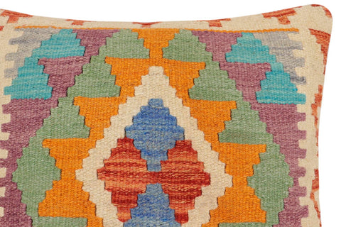 handmade Traditional Pillow Rust Blue Hand-Woven SQUARE 100% WOOL Hand woven turkish pillow2 x 2