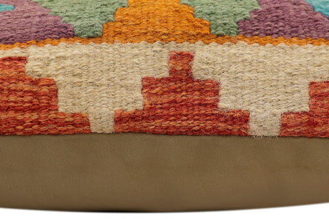 handmade Traditional Pillow Rust Blue Hand-Woven SQUARE 100% WOOL Hand woven turkish pillow2 x 2