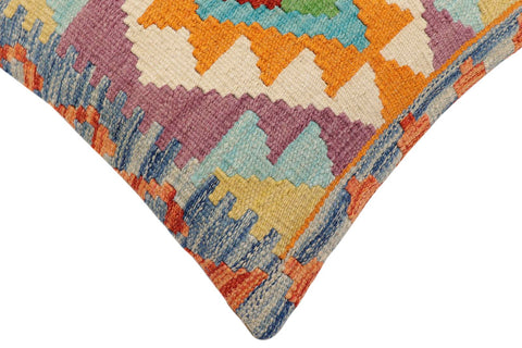 handmade Traditional Pillow Rust Blue Hand-Woven SQUARE 100% WOOL Hand woven turkish pillow2 x 2