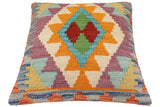 handmade Traditional Pillow Rust Blue Hand-Woven SQUARE 100% WOOL Hand woven turkish pillow2' x 2'