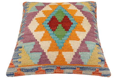 handmade Traditional Pillow Rust Blue Hand-Woven SQUARE 100% WOOL Hand woven turkish pillow2 x 2