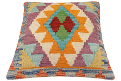 handmade Traditional Pillow Rust Blue Hand-Woven SQUARE 100% WOOL Hand woven turkish pillow2' x 2'