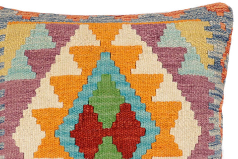 handmade Traditional Pillow Rust Blue Hand-Woven SQUARE 100% WOOL Hand woven turkish pillow2 x 2