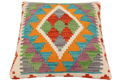 handmade Traditional Pillow Rust Blue Hand-Woven SQUARE 100% WOOL Hand woven turkish pillow2 x 2