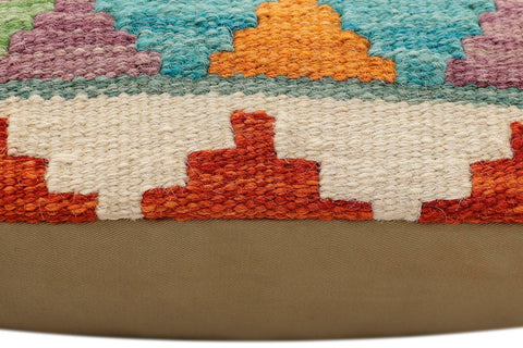handmade Traditional Pillow Rust Blue Hand-Woven SQUARE 100% WOOL Hand woven turkish pillow2 x 2