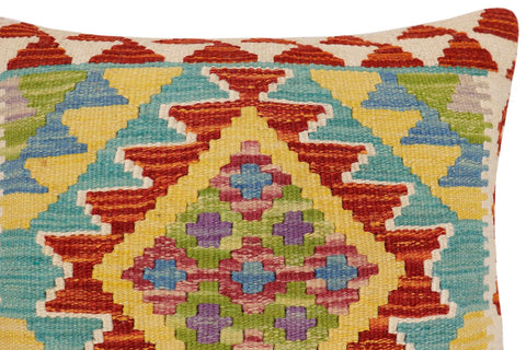 handmade Traditional Pillow Rust Blue Hand-Woven SQUARE 100% WOOL Hand woven turkish pillow2 x 2