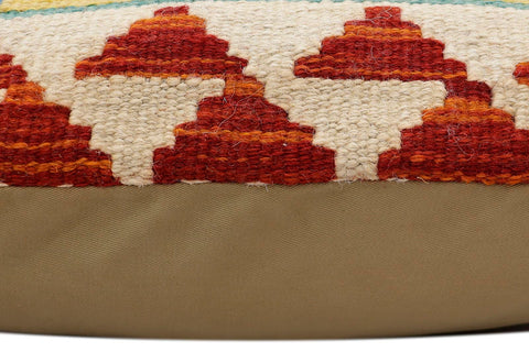 handmade Traditional Pillow Rust Blue Hand-Woven SQUARE 100% WOOL Hand woven turkish pillow2 x 2