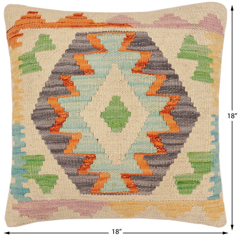 handmade Traditional Pillow Rust Blue Hand-Woven SQUARE 100% WOOL Hand woven turkish pillow2 x 2