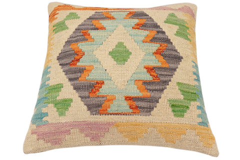 handmade Traditional Pillow Rust Blue Hand-Woven SQUARE 100% WOOL Hand woven turkish pillow2 x 2