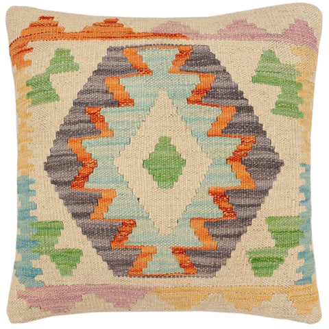 handmade Traditional Pillow Rust Blue Hand-Woven SQUARE 100% WOOL Hand woven turkish pillow2 x 2