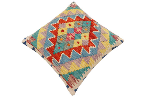 handmade Traditional Pillow Rust Blue Hand-Woven SQUARE 100% WOOL Hand woven turkish pillow2 x 2