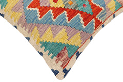 handmade Traditional Pillow Rust Blue Hand-Woven SQUARE 100% WOOL Hand woven turkish pillow2' x 2'