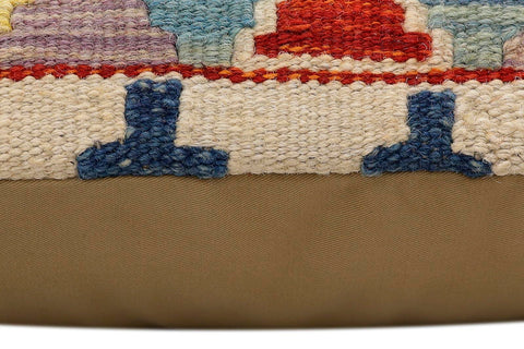 handmade Traditional Pillow Rust Blue Hand-Woven SQUARE 100% WOOL Hand woven turkish pillow2 x 2