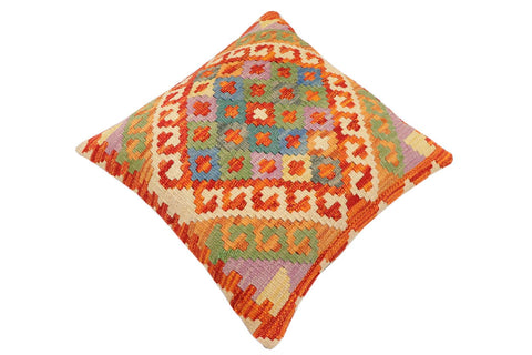 handmade Traditional Pillow Rust Blue Hand-Woven SQUARE 100% WOOL Hand woven turkish pillow2 x 2
