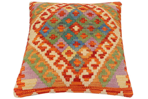 handmade Traditional Pillow Rust Blue Hand-Woven SQUARE 100% WOOL Hand woven turkish pillow2 x 2
