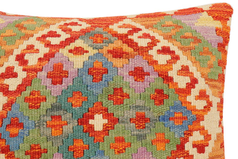 handmade Traditional Pillow Rust Blue Hand-Woven SQUARE 100% WOOL Hand woven turkish pillow2 x 2