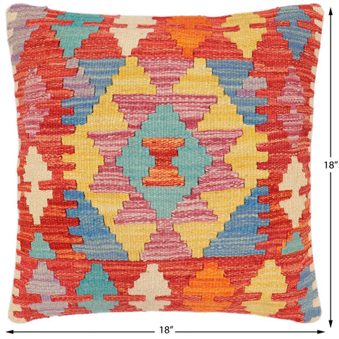 handmade Traditional Pillow Rust Blue Hand-Woven SQUARE 100% WOOL Hand woven turkish pillow2 x 2