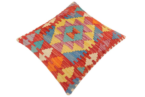 handmade Traditional Pillow Rust Blue Hand-Woven SQUARE 100% WOOL Hand woven turkish pillow2 x 2