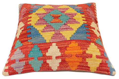 handmade Traditional Pillow Rust Blue Hand-Woven SQUARE 100% WOOL Hand woven turkish pillow2 x 2