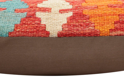 handmade Traditional Pillow Rust Blue Hand-Woven SQUARE 100% WOOL Hand woven turkish pillow2 x 2