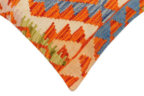 handmade Traditional Pillow Rust Blue Hand-Woven SQUARE 100% WOOL Hand woven turkish pillow2 x 2