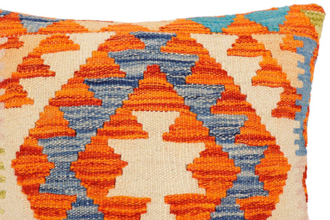 handmade Traditional Pillow Rust Blue Hand-Woven SQUARE 100% WOOL Hand woven turkish pillow2 x 2