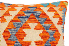 handmade Traditional Pillow Rust Blue Hand-Woven SQUARE 100% WOOL Hand woven turkish pillow2' x 2'