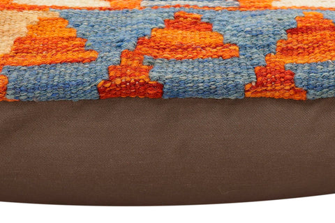 handmade Traditional Pillow Rust Blue Hand-Woven SQUARE 100% WOOL Hand woven turkish pillow2 x 2