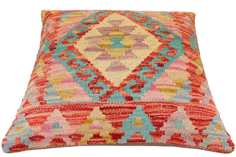 handmade Traditional Pillow Red Blue Hand-Woven SQUARE 100% WOOL Hand woven turkish pillow2 x 2