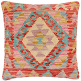 handmade Traditional Pillow Red Blue Hand-Woven SQUARE 100% WOOL Hand woven turkish pillow2' x 2'