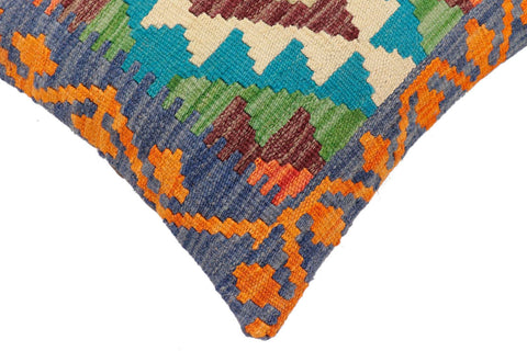 handmade Traditional Pillow Blue Rust Hand-Woven SQUARE 100% WOOL Hand woven turkish pillow2 x 2