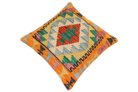 handmade Traditional Pillow Rust Blue Hand-Woven SQUARE 100% WOOL Hand woven turkish pillow2 x 2