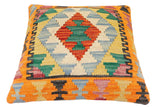 handmade Traditional Pillow Rust Blue Hand-Woven SQUARE 100% WOOL Hand woven turkish pillow2' x 2'