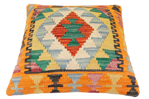 handmade Traditional Pillow Rust Blue Hand-Woven SQUARE 100% WOOL Hand woven turkish pillow2 x 2