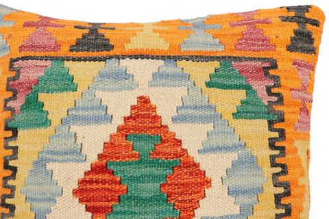handmade Traditional Pillow Rust Blue Hand-Woven SQUARE 100% WOOL Hand woven turkish pillow2 x 2