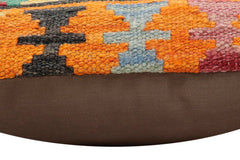 handmade Traditional Pillow Rust Blue Hand-Woven SQUARE 100% WOOL Hand woven turkish pillow2' x 2'