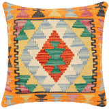 handmade Traditional Pillow Rust Blue Hand-Woven SQUARE 100% WOOL Hand woven turkish pillow2' x 2'