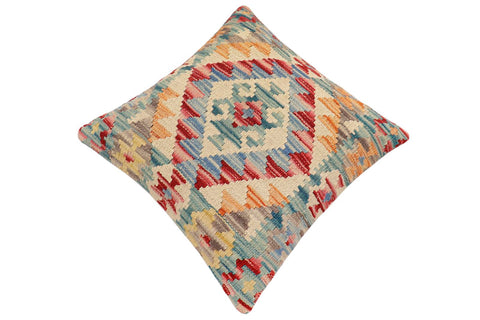 handmade Traditional Pillow Red Blue Hand-Woven SQUARE 100% WOOL Hand woven turkish pillow2 x 2