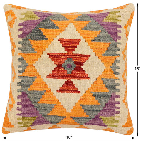 handmade Traditional Pillow Rust Gray Hand-Woven SQUARE 100% WOOL Hand woven turkish pillow2 x 2