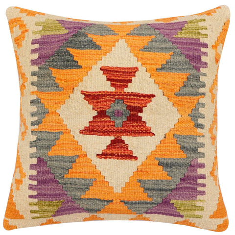 handmade Traditional Pillow Rust Gray Hand-Woven SQUARE 100% WOOL Hand woven turkish pillow2 x 2