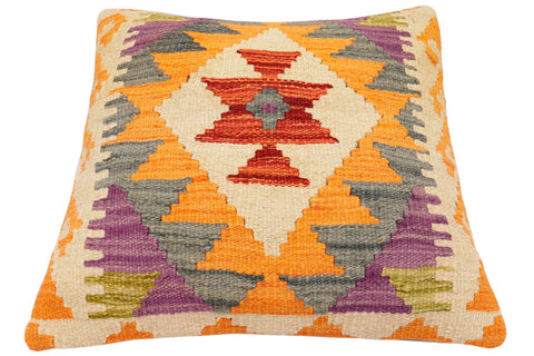 handmade Traditional Pillow Rust Gray Hand-Woven SQUARE 100% WOOL Hand woven turkish pillow2 x 2